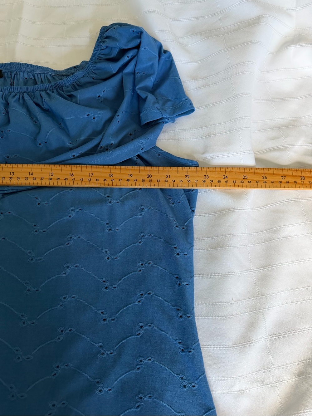 Women's Time Square Bright Blue Off-Shoulder Ruffle Tunic Top XL - Picture 8 of 8